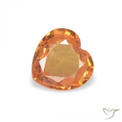 0.38ct Natürlicher tieforange Saphir, Herz, VVS