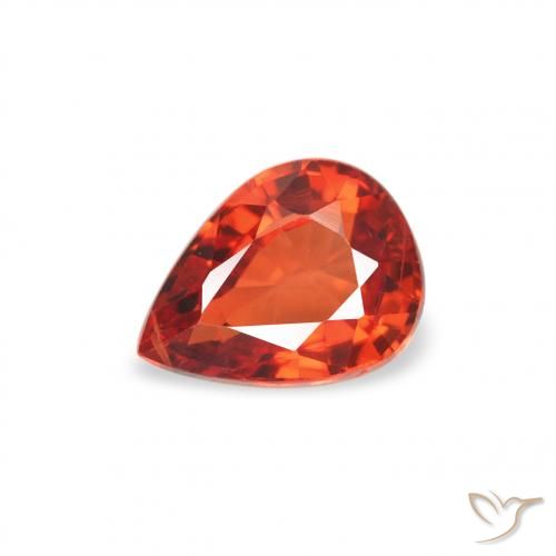 0.51ct Natürlicher tieforange Saphir, Birnenform, VS