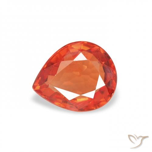 0.67ct Natürlicher rötlich-orange Saphir, Birnenform, VVS