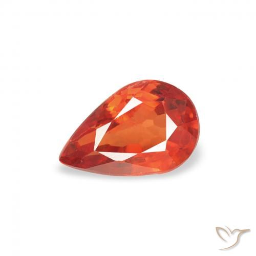 0.50ct Natürlicher rötlich-orange Saphir, Birnenform, VS