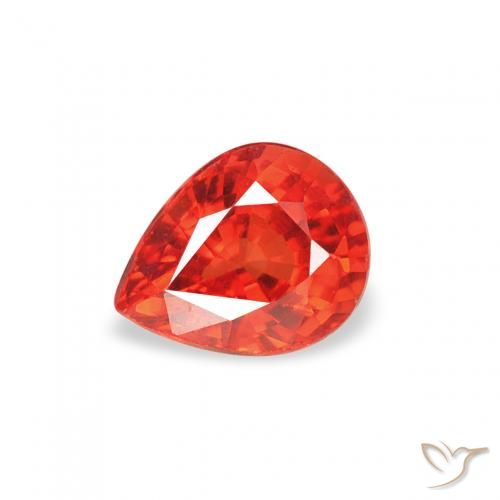 0.48ct Natürlicher Feuerrot Saphir, Birnenform, VS