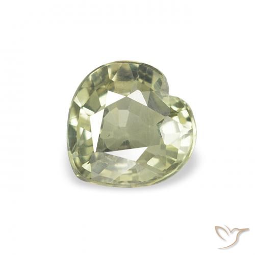 0.70ct Natürlicher gelblich-grün Saphir, Herz, VVS-VS
