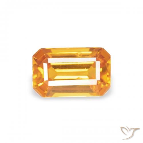 0.41ct Orange-Gold Saphir, Smaragdschliff, VS