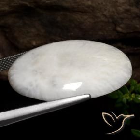 22,71 ctw natürlicher weißer Scolecit, Oval Schliff, Lichtundurchlässig