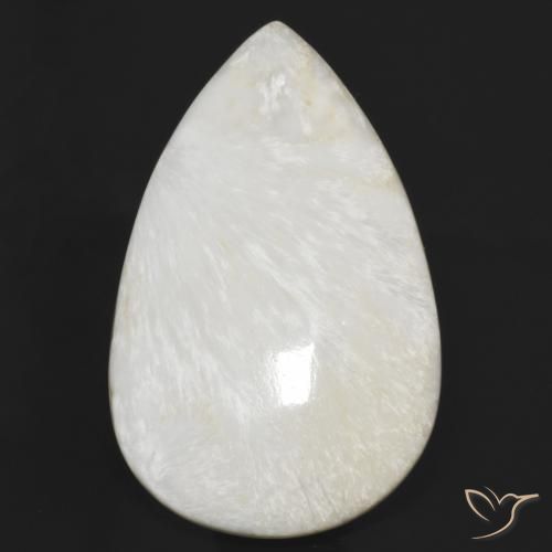 59.54ct Natürlicher Hellweiß Scolecit, Birnenform, Lichtundurchlässig