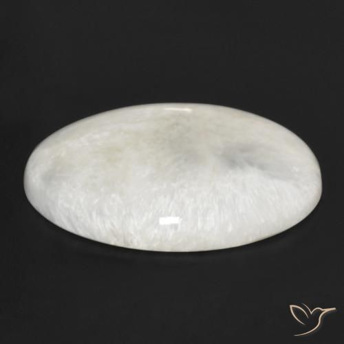 28,95 ctw natürlicher weißer Scolecit, Oval Schliff, Lichtundurchlässig