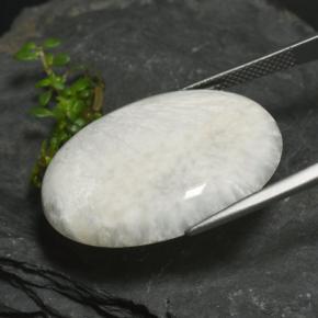 9,17 ctw natürlicher Hellgraues Weiß Skolezit, Oval Schliff, Lichtundurchlässig