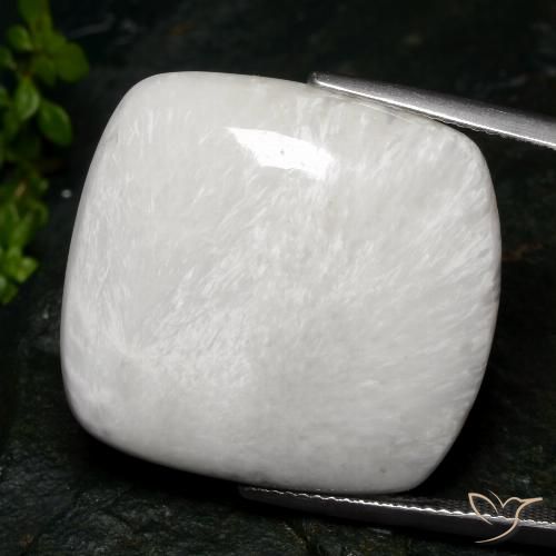 28.35ct Natürlicher Warmweiß Skolezit, Kissen, Lichtundurchlässig
