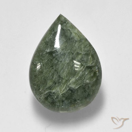 8.09ct Natürlicher Medium Green  Seraphinite, Birnenform, Lichtundurchlässig