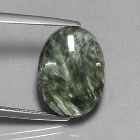 9,89 ctw natürlicher grüner Seraphinit, Oval Schliff, Lichtundurchlässig