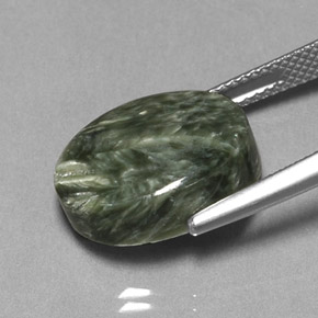 9,89 ctw natürlicher grüner Seraphinit, Oval Schliff, Lichtundurchlässig