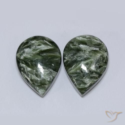 16.67 ct natürliche Armeegrün Seraphinite-Edelsteine, Birnenform, Lichtundurchlässig