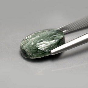 8,94 ctw natürlicher grüner Seraphinit, Oval Schliff, Lichtundurchlässig