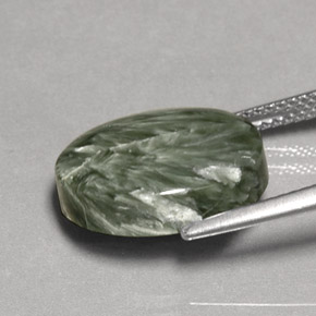 7,88 ctw natürlicher grüner Seraphinit, Oval Schliff, Lichtundurchlässig