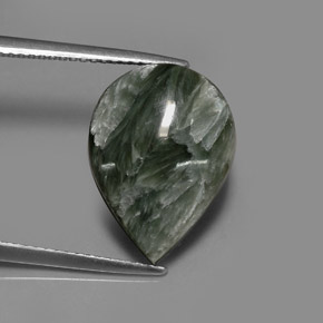 8,01 ctw natürlicher grüner Seraphinit, Birnenform, Lichtundurchlässig