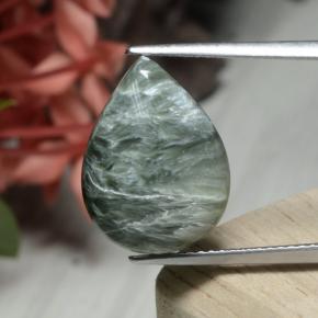 7,56 ctw natürlicher grüner Seraphinit, Birnenform, Lichtundurchlässig