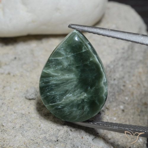 9,17 ctw natürlicher Medium Green    Seraphinite, Birnenform, Lichtundurchlässig