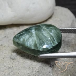 9,17 ctw natürlicher Medium Green    Seraphinite, Birnenform, Lichtundurchlässig