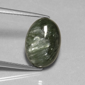 4,87 ctw natürlicher grüner Seraphinit, Oval Schliff, Lichtundurchlässig