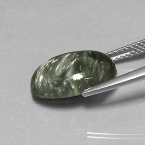 4,87 ctw natürlicher grüner Seraphinit, Oval Schliff, Lichtundurchlässig