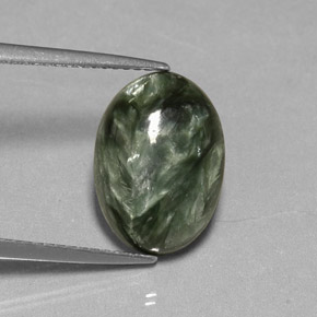 4,01 ctw natürlicher grüner Seraphinit, Oval Schliff, Lichtundurchlässig