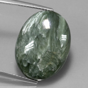 11,47 ctw natürlicher grüner Seraphinit, Oval Schliff, Lichtundurchlässig