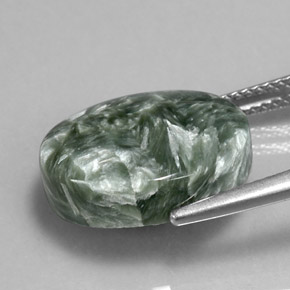 8,92 ctw natürlicher grüner Seraphinit, Oval Schliff, Lichtundurchlässig
