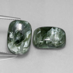 11,70 ct natürliche grüner Seraphinit-Edelsteine, Kissenschliff, Lichtundurchlässig