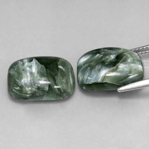 11,70 ct natürliche grüner Seraphinit-Edelsteine, Kissenschliff, Lichtundurchlässig