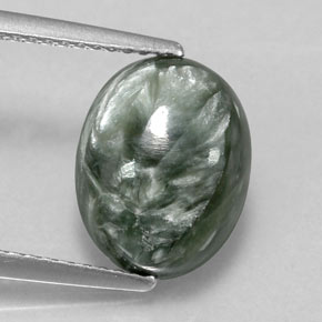 3,55 ctw natürlicher grüner Seraphinit, Oval Schliff, Lichtundurchlässig