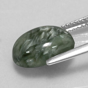 3,55 ctw natürlicher grüner Seraphinit, Oval Schliff, Lichtundurchlässig
