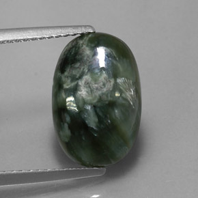 3,20 ctw natürlicher grüner Seraphinit, Oval Schliff, Lichtundurchlässig