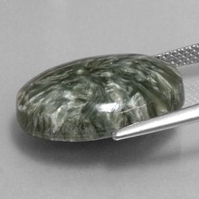 9,70 ctw natürlicher grüner Seraphinit, Oval Schliff, Lichtundurchlässig