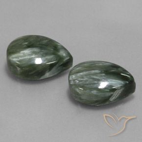 11.90 ct natürliche Grün Seraphinite-Edelsteine, Birnenform, Lichtundurchlässig
