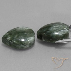 11.90 ct natürliche Grün Seraphinite-Edelsteine, Birnenform, Lichtundurchlässig