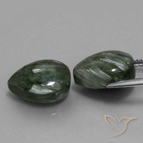 12.23 ct natürliche Mittelgrün Seraphinite-Edelsteine, Birnenform, Lichtundurchlässig