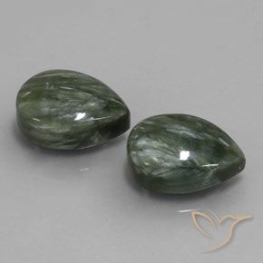 11.92 ct natürliche Grün Seraphinite-Edelsteine, Birnenform, Lichtundurchlässig