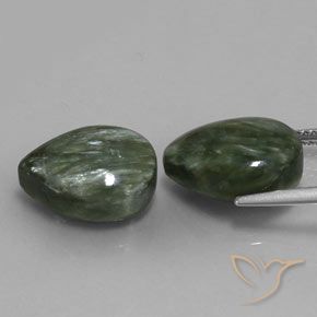 11.92 ct natürliche Grün Seraphinite-Edelsteine, Birnenform, Lichtundurchlässig