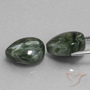 12.35 ct natürliche Graugrün Seraphinite-Edelsteine, Birnenform, Lichtundurchlässig