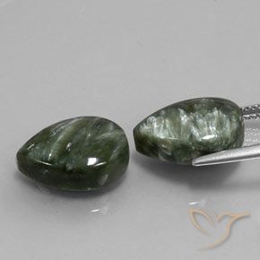 11.00 ct natürliche Graugrün Seraphinite-Edelsteine, Birnenform, Lichtundurchlässig