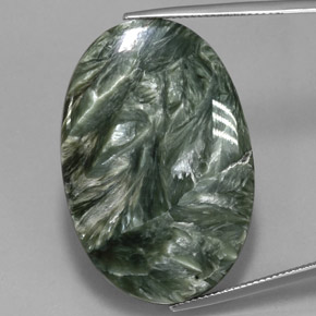 37,48 ctw natürlicher grüner Seraphinit, Oval Schliff, Lichtundurchlässig