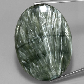 54,90 ctw natürlicher grüner Seraphinit, Oval Schliff, Lichtundurchlässig