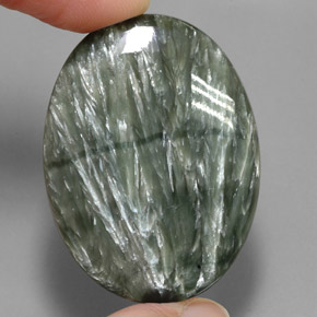 49,44 ctw natürlicher grüner Seraphinit, Oval Schliff, Lichtundurchlässig