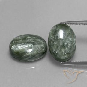 12.50ctw Natürlicher Mittelgrün Seraphinite, Oval, Lichtundurchlässig