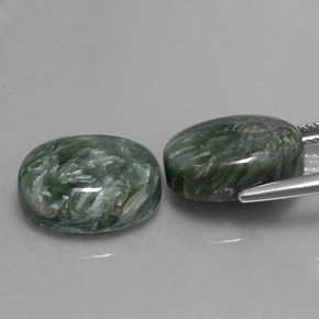 13,60 ct natürliche grüner Seraphinit-Edelsteine, Oval Schliff, Lichtundurchlässig