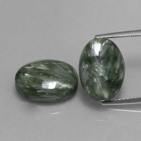 12,97 ct natürliche grüner Seraphinit-Edelsteine, Oval Schliff, Lichtundurchlässig