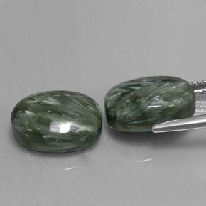 12,97 ct natürliche grüner Seraphinit-Edelsteine, Oval Schliff, Lichtundurchlässig