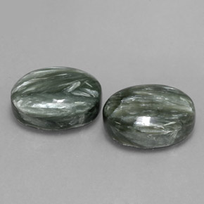 13.36 ct natürliche Armeegrün Seraphinite-Edelsteine, Oval Schliff, Lichtundurchlässig