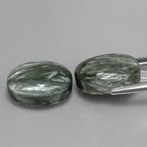 13.36 ct natürliche Armeegrün Seraphinite-Edelsteine, Oval Schliff, Lichtundurchlässig