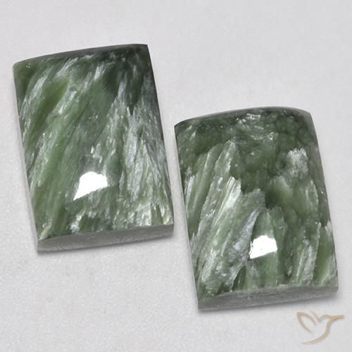 15.16 ct natürliche Erdiges Grün Seraphinite-Edelsteine, Baguette, Lichtundurchlässig